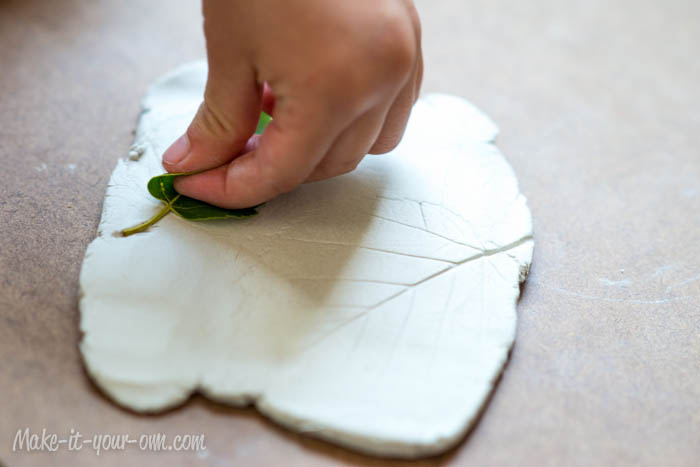 Nature Imprints (with leaves, sea shells, twigs) to make keepsakes (coasters, dishes etc.) from make-it-your-own.com