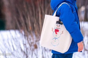 Kid-made Snow Person Tote Bag from make-it-your-own.com (Creative activities for kids)