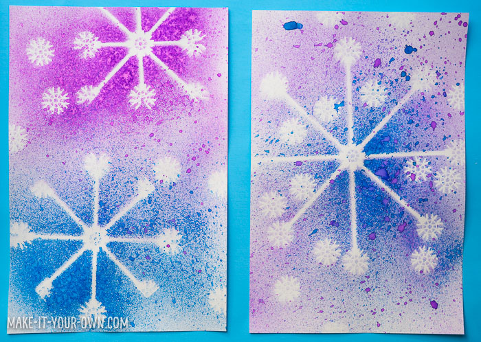 Sprayed Snowflakes with make-it-your-own.com (Creative activities for kids)