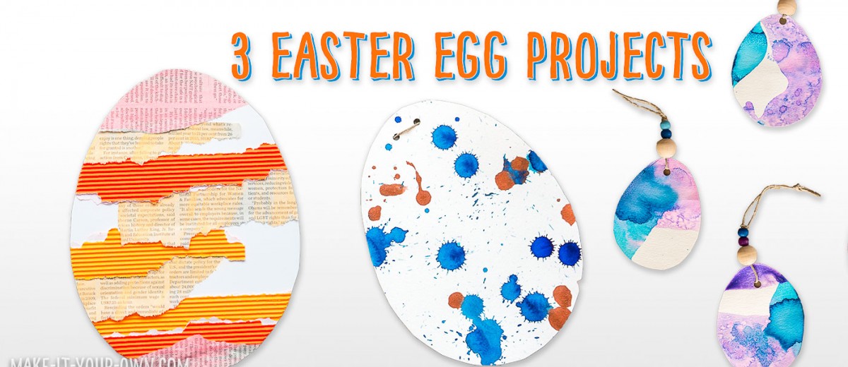 3 Different Easter Egg Projects: Collage Eggs, Drip Drop Eggs & Dipped Watercolour Eggs!
