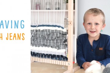 Weaving with Jeans: Reuse your old or ripped jeans to weave with, creating this beautiful kid-made wall hanging!