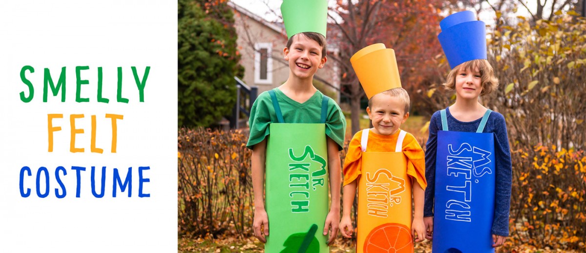 Make a Smelly Felt Costume for Halloween! This costume is inspired by Mr. Sketch markers!
