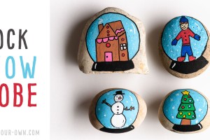 Painted Rock Snow Globe: We show you some simple techniques and materials to create these rock painted snow globes- perfect for a kid-made Christmas present! This craft would make a fun winter party idea!
