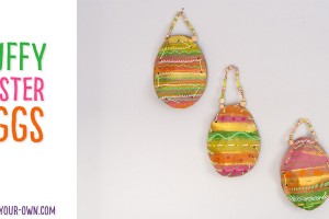 Re-use paper grocery or gift bags to make these sewn puffy Easter eggs! This spring craft project gets children exploring different types of lines and patterns and developing their fine motor skills with the sewing component!