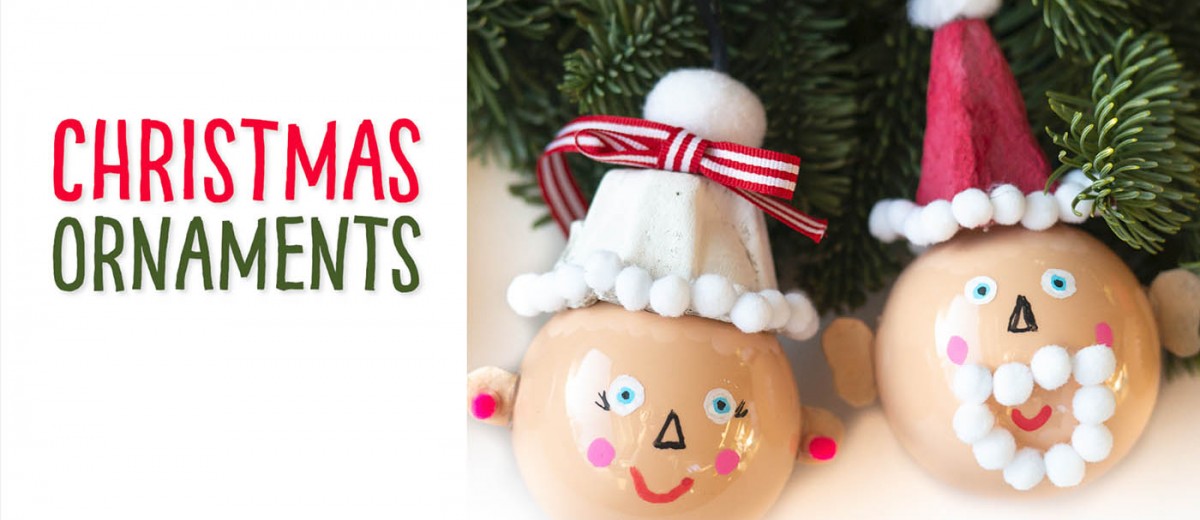 Kids can make these handmade holiday ornaments to hang on their Christmas tree! Transform a clear bauble ornament with a egg carton and some pom poms into these adorable elves, Santa and Mrs. Claus! This DIY Christmas craft is sure to make people smile! #Christmasornament #santaornament #Mrs.clausornament #elfornament #holidayornament #diychristmas #holidaydiy #ornament #christmascraft #wintercraft #recycledcraft #eggcartoncraft #pompomcraft #craftproject #crafttutorial #christmasproject #christmastutorial