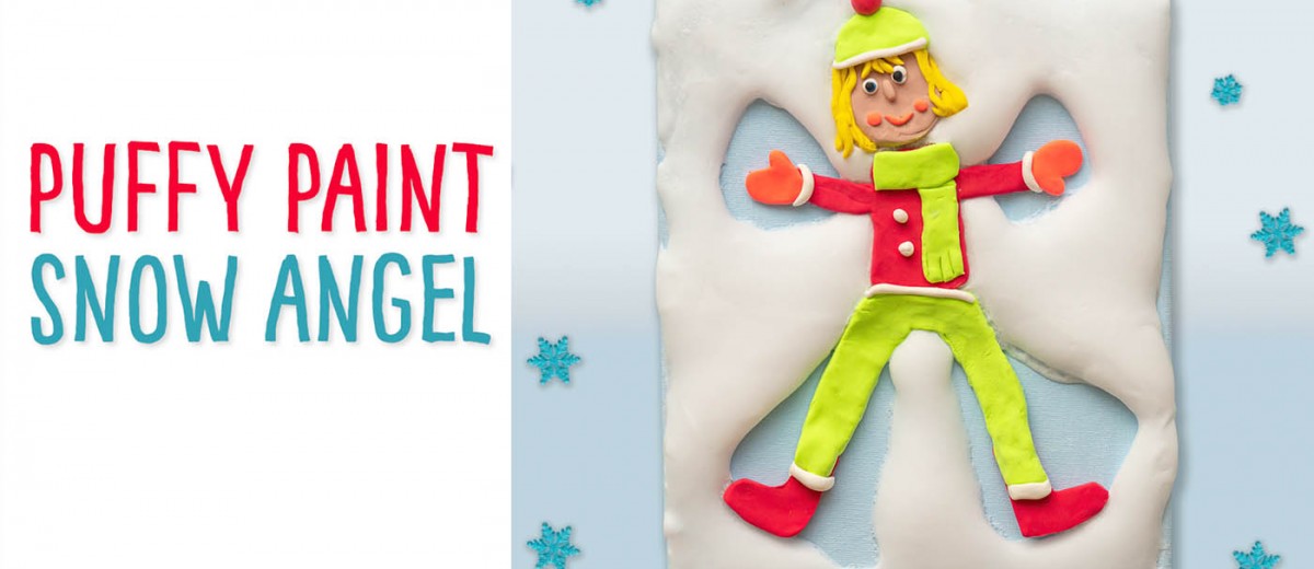 Make yourself with Crayola model magic and puffy paint to create this winter art piece! This craft is a great way to get children working with different types of clay and makes a perfect Christmas gift! #snowangel #snowangelcraft #wintercraft #winterart #wintercraftforkids #winterartforkids #christmascraft #christmasart #christamsartforkids #christmascraftforkids #modelmagic #crayolamodelmagic #kidscrafts #kidsart #childrensart #childrenscraft #puffypaint