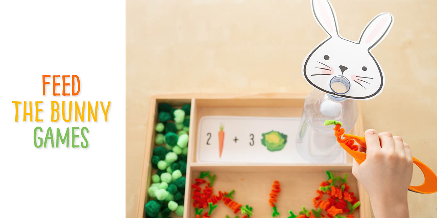 » Easter Counting & Addition Game: Feed the Bunny