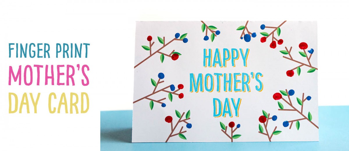 Use a stamp pad or paint to create flowers or berries with your fingerprints for this keepsake card for Mother's Day! Make this for your mom, Grandma, aunt or special mentor in your life!