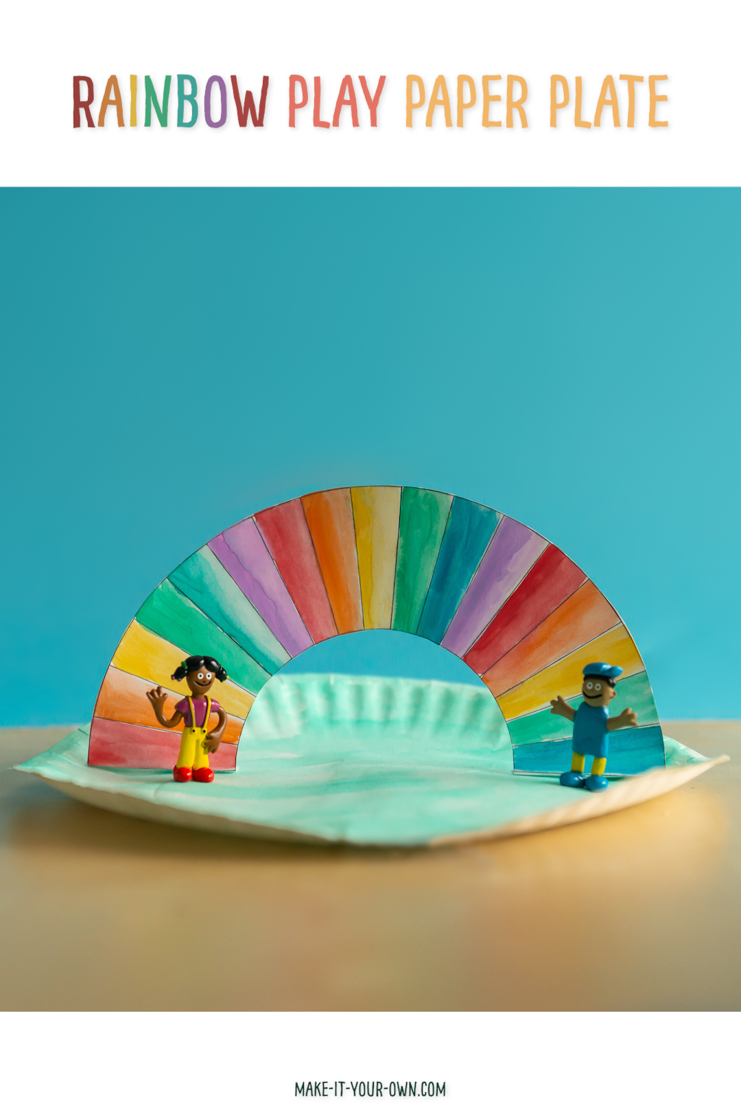 Rainbow Play Paper Plate:  On our website find this free printable to make your own rainbow small world play scene.  We have several different types of rainbows to colour or paint and some that are already filled in.  Glue your standing rainbow plate to make this St. Patrick's Day kids' craft that you can play with after! 