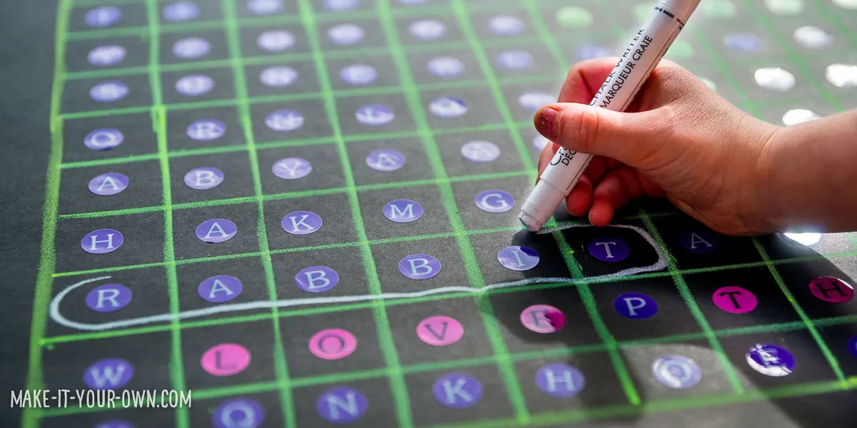 Giant Word Search (We used this for an Easter card, but it can work for any occasion!)