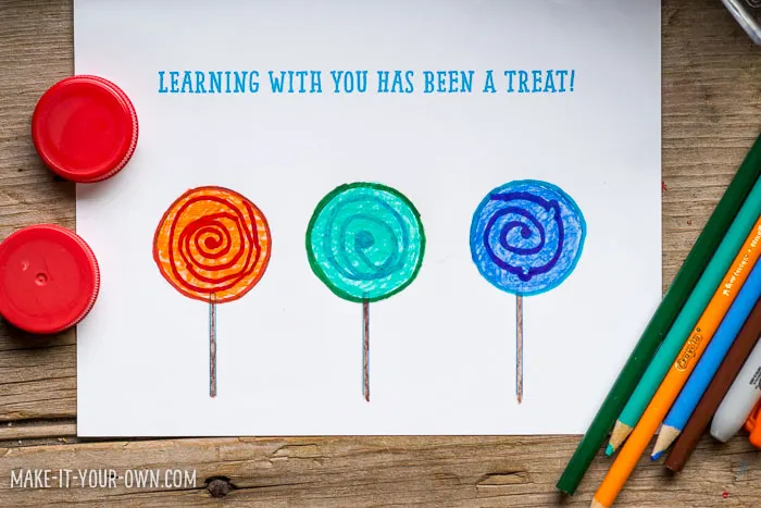 Treat Thank You Card (perfect for teachers, instructors and leaders) from make-it-your-own.com (Crafts & Activities for Kids)
