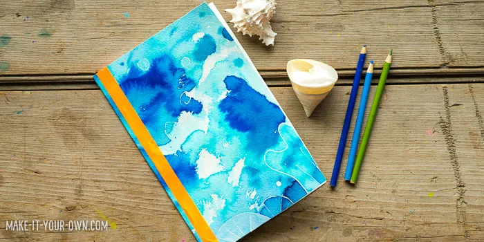 Underwater Notebooks with Correction Pen Resists with make-it-your-own.com (Crafts & activities for kids)