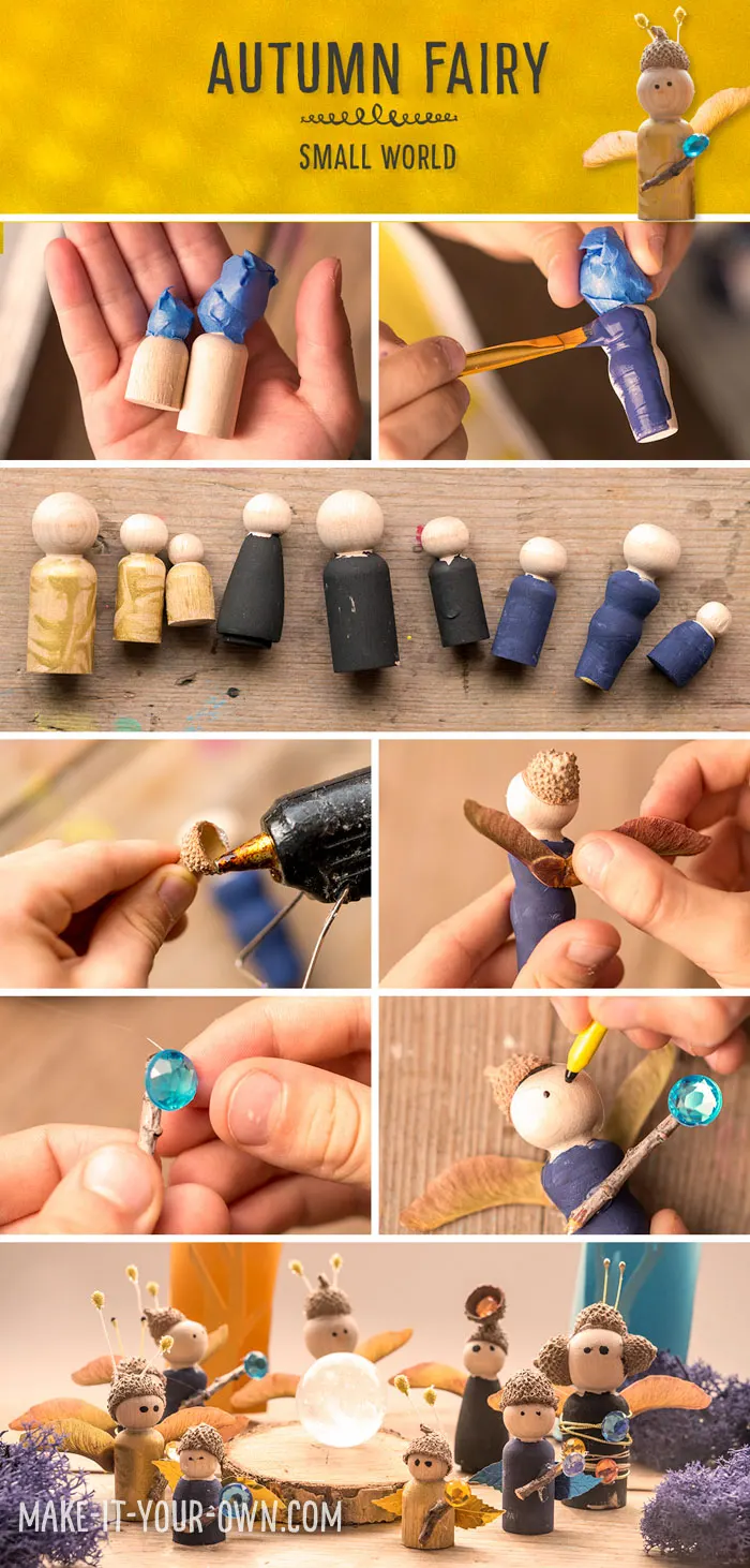 Autumn Fairy Small World: Use items found in nature to create these Fall peg dolls!