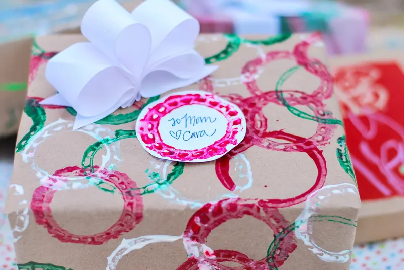 Smocks On Kid-Made Wrapping Paper