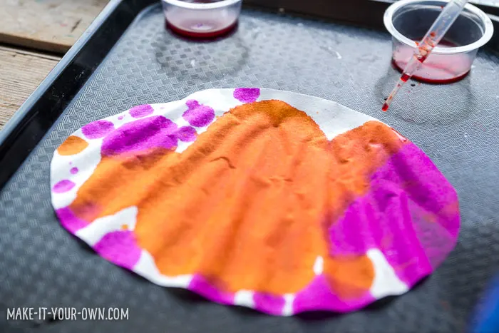 Children in Preschool, Kindergarten and School age will enjoy this painting activity which incorporates pipette painting and splatter painting to make an EASTER EGG GARLAND that would make a beautiful sun catcher!