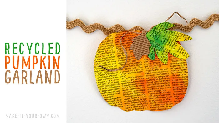 Make this Fall PUMPKIN GARLAND out of newsprint and a bit of watercolour paint!