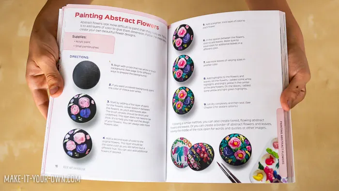 Create a ROCK SUNFLOWER inspired by nature and the ROCK ART HANDBOOK which details the best supplies and different types of creative rock painting projects!