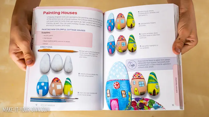 Create a ROCK SUNFLOWER inspired by nature and the ROCK ART HANDBOOK which details the best supplies and different types of creative rock painting projects!