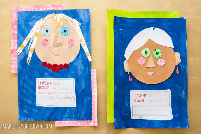 Eric Carle Inspired Mother's Day Collage Portraits: We show you how to create the appearance of textured paper and then create a portrait of your Mother, Grandma, Aunt or special female in your life. Our free printable allows you to write a special, personal message about what you admire and appreciate about your mom, aunt etc.
