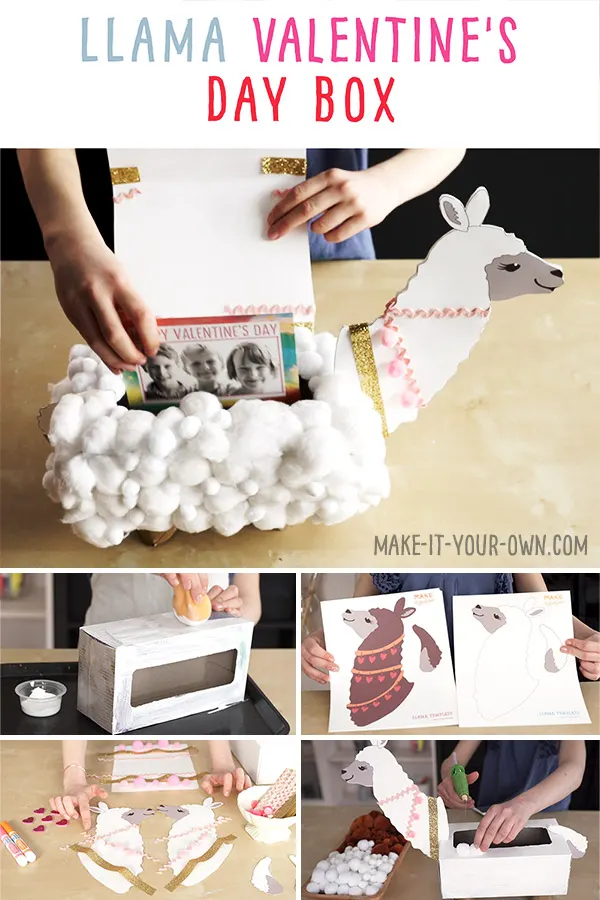 Transform a tissue box into a llama Valentine's Day box to hold all your cards and treasures! This recycled craft comes with five free, printable templates for you to chose from and design and decorate!