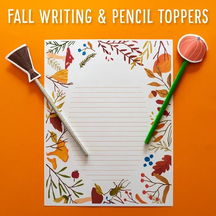 Fall Writing Paper Templates and Pencil Topper Printables (Great for Halloween, Fall or Thanksgiving Writing)
