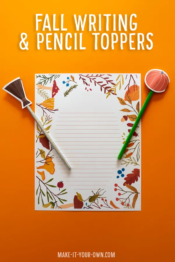 Fall Writing Paper Templates and Pencil Topper Printables (Great for Halloween, Fall or Thanksgiving Writing)