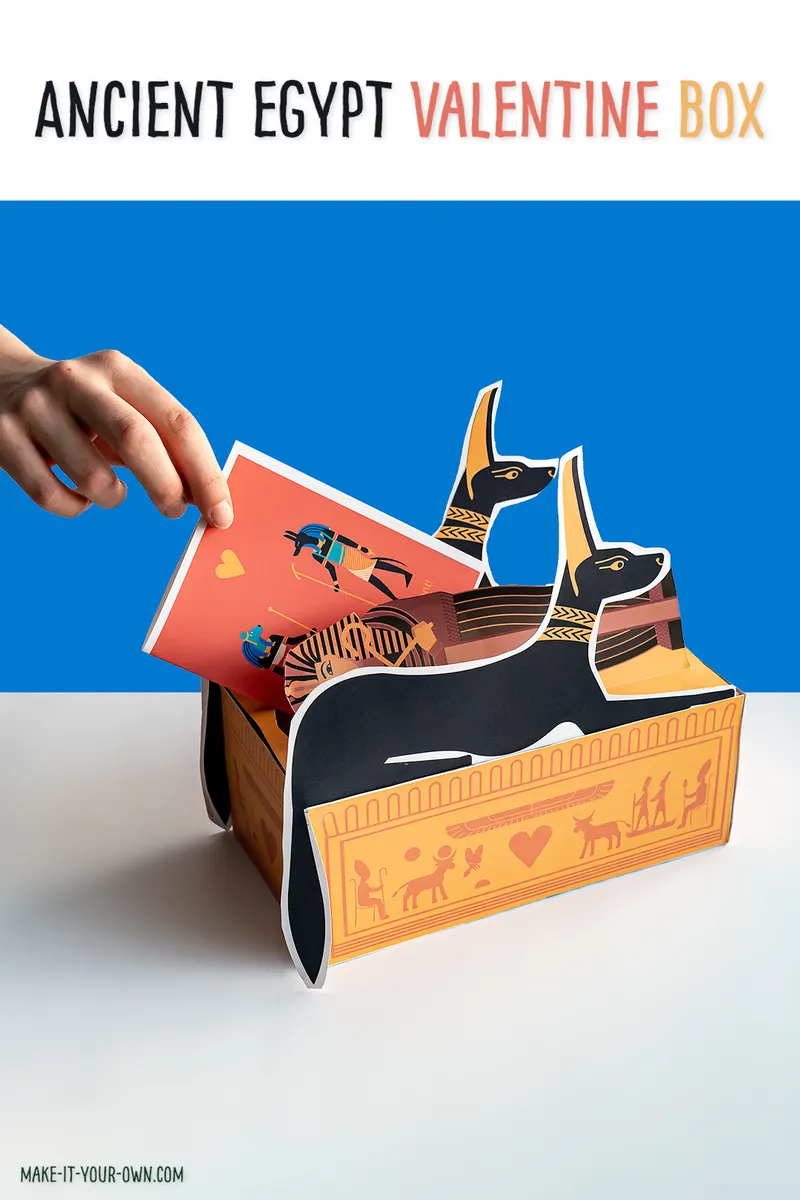 Ancient Egypt Valentine's Day Box: With these free printables and a Kleenex tissue box, make these fun sarcophagus to store your Valentine's Day cards! Included is two options for printable cards as well!